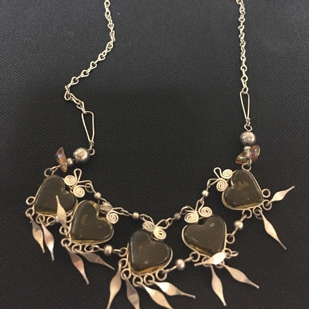 Heart shaped citrine stone necklace